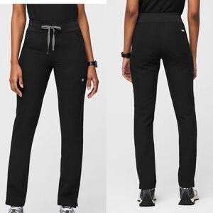 Figs Women’s Black Scrub Pants with Gray Drawstring
